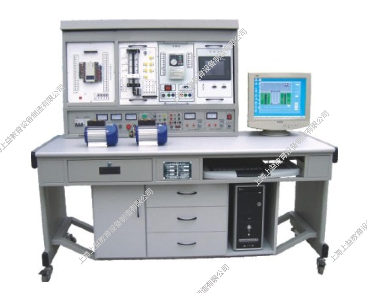 SYPLC-104C網(wǎng)絡(luò)型PLC可編程控制器/變頻調(diào)速/電氣控制及微機接口綜合實驗裝置（PLC、變頻器、觸摸屏、電氣控制、微機接口）